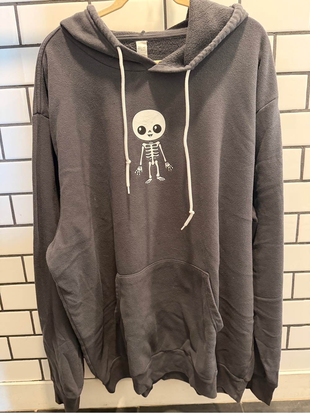 Women's Dark Gray Hooded Sweatshirt with Skeleton Graphic